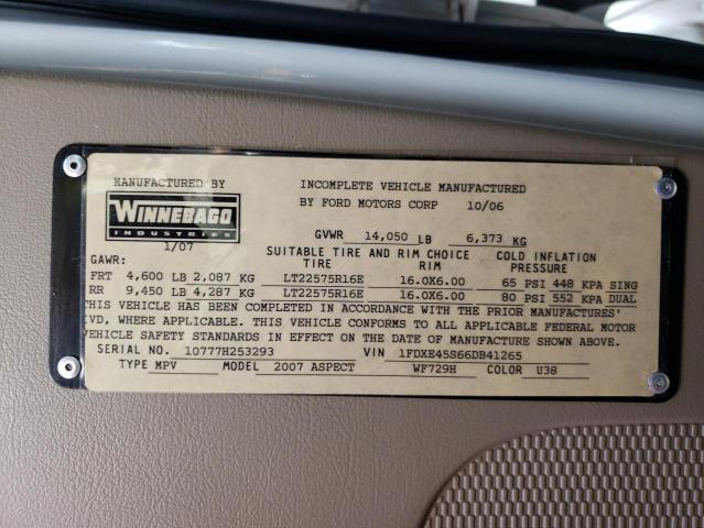 Photo 10 from auction – 2006 WINNEBAGO ASPECT with VIN 1FDXE45S66DB41265