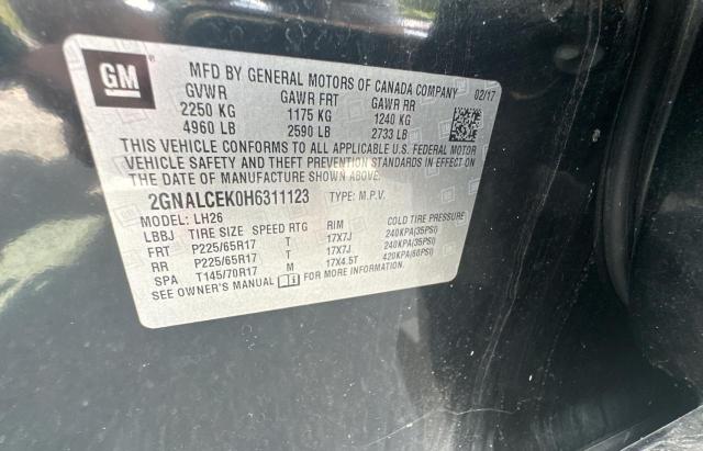 Photo 10 from auction – 2017 CHEVROLET EQUINOX LT with VIN 2GNALCEK0H6311123
