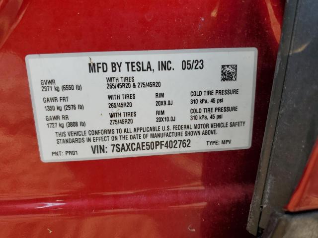 Photo 14 from auction – 2023 TESLA MODEL X with VIN 7SAXCAE50PF402762