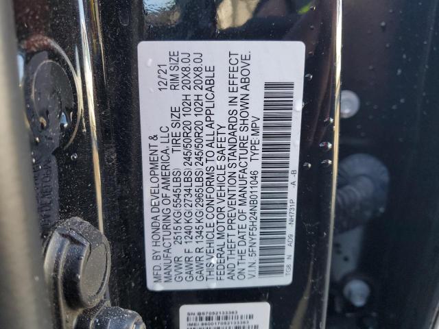 Photo 14 from auction – 2022 HONDA PILOT SE with VIN 5FNYF5H24NB011046