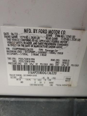 Photo 14 from auction – 2013 FORD TAURUS SEL with VIN 1FAHP2E80DG136320