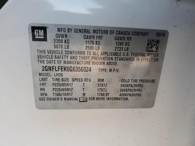Photo 14 from auction – 2016 CHEVROLET EQUINOX LT with VIN 2GNFLFEK6G6356024