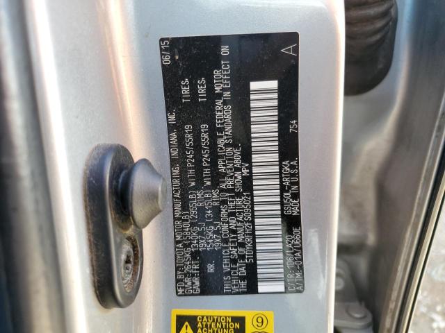 Photo 14 from auction – 2015 TOYOTA HIGHLANDER with VIN 5TDYKRFH2FS095021