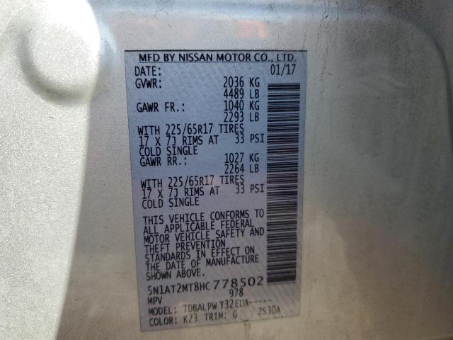Photo 14 from auction – 2017 NISSAN ROGUE S with VIN 5N1AT2MT8HC778502