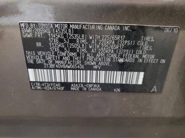 Photo 14 from auction – 2010 TOYOTA RAV4 with VIN 2T3BF4DV8AW065406