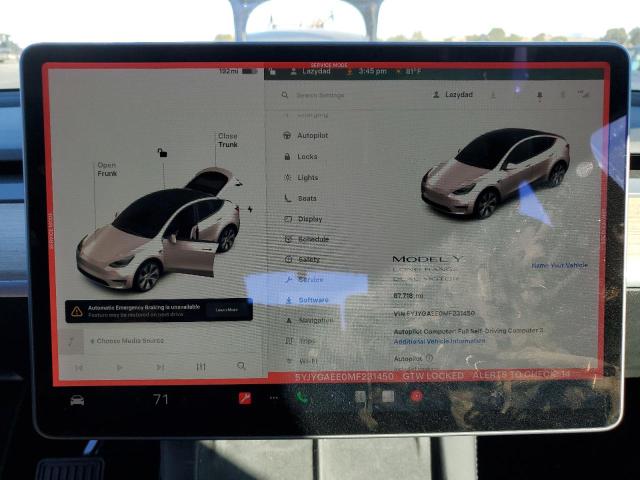 Photo 9 from auction – 2021 TESLA MODEL Y with VIN 5YJYGAEE0MF231450