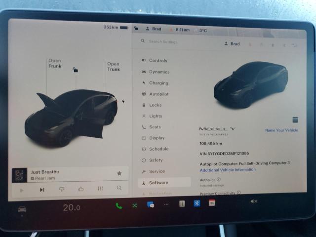 Photo 9 from auction – 2021 TESLA MODEL Y with VIN 5YJYGDED3MF121095