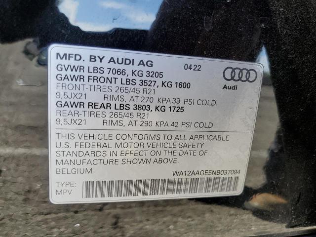 Photo 14 from auction – 2022 AUDI E-TRON with VIN WA12AAGE5NB037094