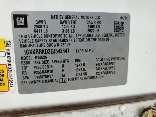 Photo 14 from auction – 2014 GMC ACADIA SLT with VIN 1GKKRRKD3EJ342647