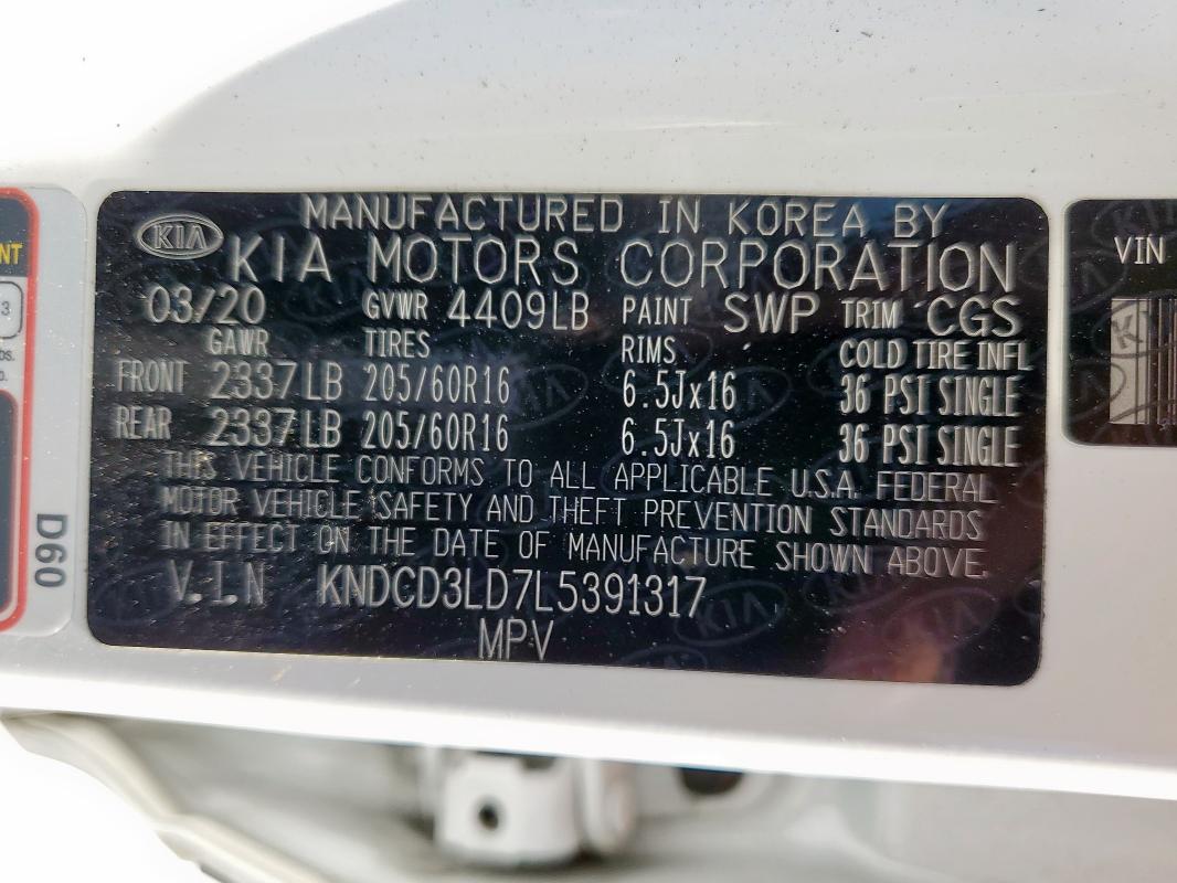 Photo 14 from auction – 2020 KIA NIRO EX with VIN KNDCD3LD7L5391317