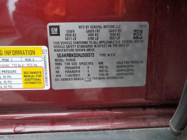 Photo 14 from auction – 2017 BUICK ENCLAVE with VIN 5GAKRBKD2HJ309373