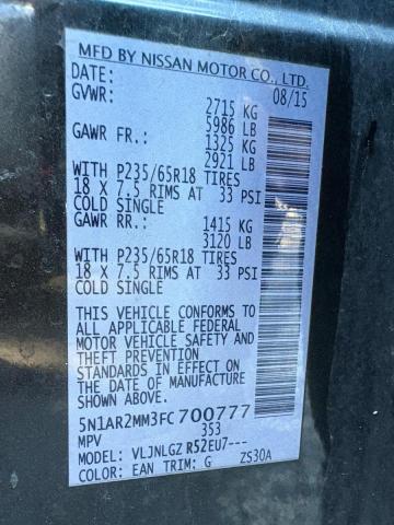 Photo 10 from auction – 2015 NISSAN PATHFINDER with VIN 5N1AR2MM3FC 70077