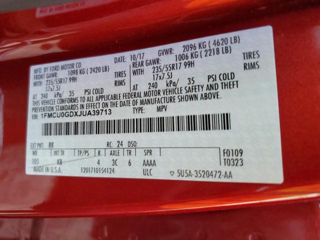 Photo 14 from auction – 2018 FORD ESCAPE SE with VIN 1FMCU0GDXJUA39713