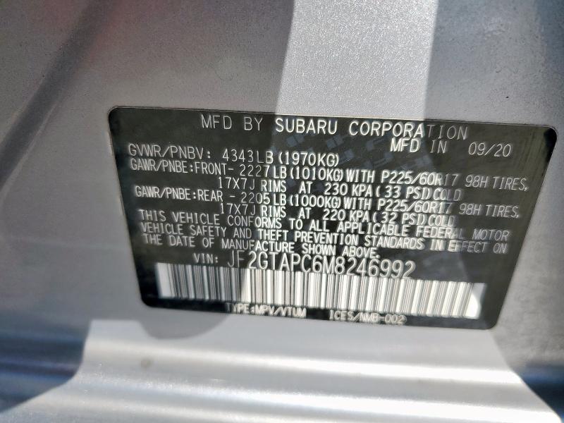 Photo 14 from auction – 2021 SUBARU CROSSTREK with VIN JF2GTAPC6M8246992