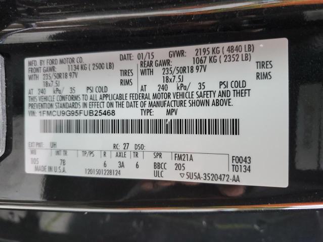 Photo 14 from auction – 2015 FORD ESCAPE SE with VIN 1FMCU9G95FUB25468