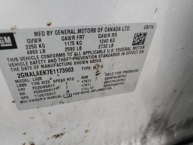 Photo 14 from auction – 2014 CHEVROLET EQUINOX LS with VIN 2GNALAEK7E1173903