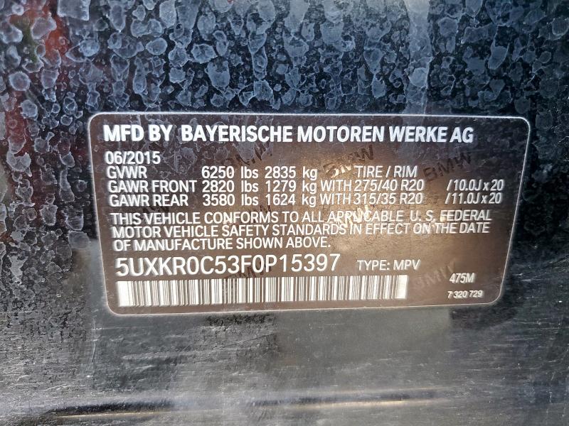 Photo 14 from auction – 2015 BMW X5 XDRIVE3 with VIN 5UXKR0C53F0P15397