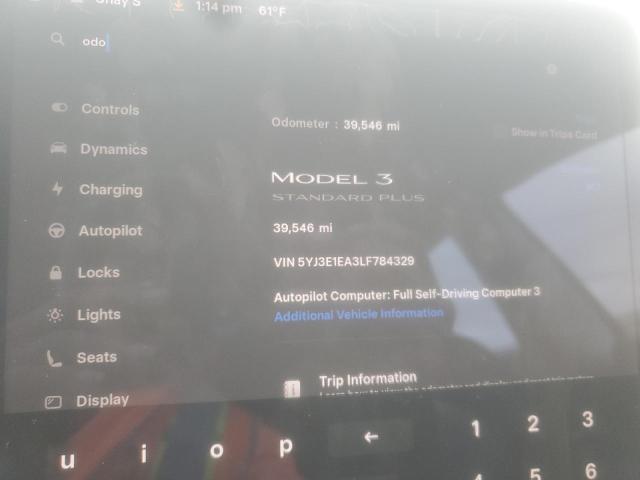 Photo 9 from auction – 2020 TESLA MODEL 3 with VIN 5YJ3E1EA3LF784329