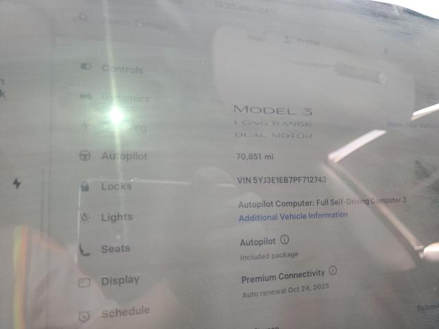 Photo 9 from auction – 2023 TESLA MODEL 3 with VIN 5YJ3E1EB7PF712743