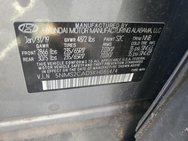 Photo 14 from auction – 2019 HYUNDAI SANTA FE SE with VIN 5NMS2CAD5KH085474