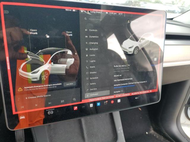 Photo 9 from auction – 2022 TESLA MODEL Y with VIN 7SAYGAEE7NF327256