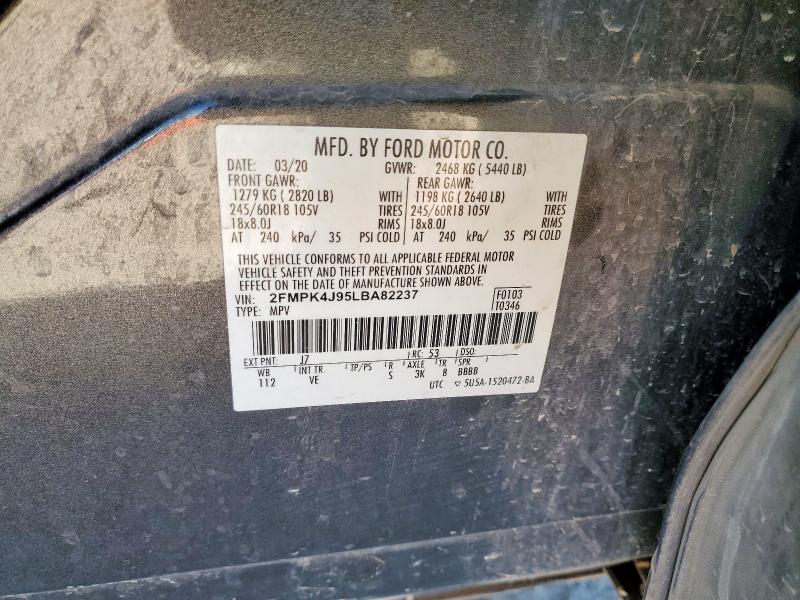Photo 14 from auction – 2020 FORD EDGE SEL with VIN 2FMPK4J95LBA82237