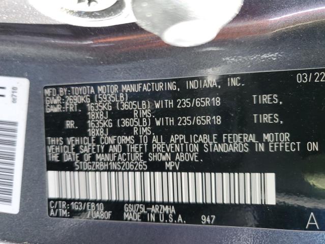 Photo 14 from auction – 2022 TOYOTA HIGHLANDER with VIN 5TDGZRBH1NS206265