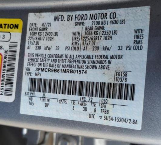 Photo 14 from auction – 2021 FORD BRONCO SPO with VIN 3FMCR9B61MRB01574