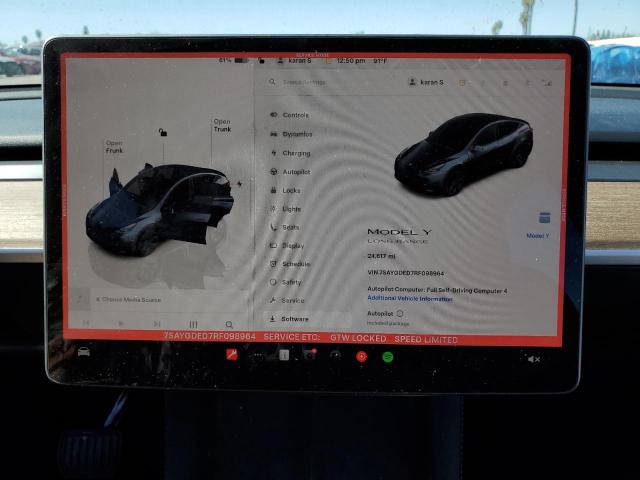Photo 9 from auction – 2024 TESLA MODEL Y with VIN 7SAYGDED7RF098964