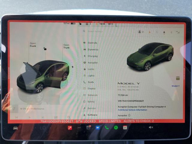 Photo 9 from auction – 2023 TESLA MODEL Y with VIN 7SAYGDEE6PF850627