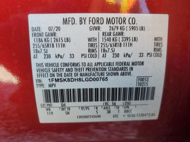 Photo 14 from auction – 2020 FORD EXPLORER X with VIN 1FMSK8DH8LGD00765