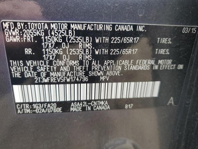Photo 14 from auction – 2015 TOYOTA RAV4 XLE with VIN 2T3WFREV5FW174796