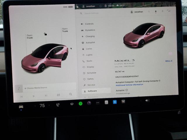 Photo 9 from auction – 2019 TESLA MODEL 3 with VIN 5YJ3E1EB2KF433547
