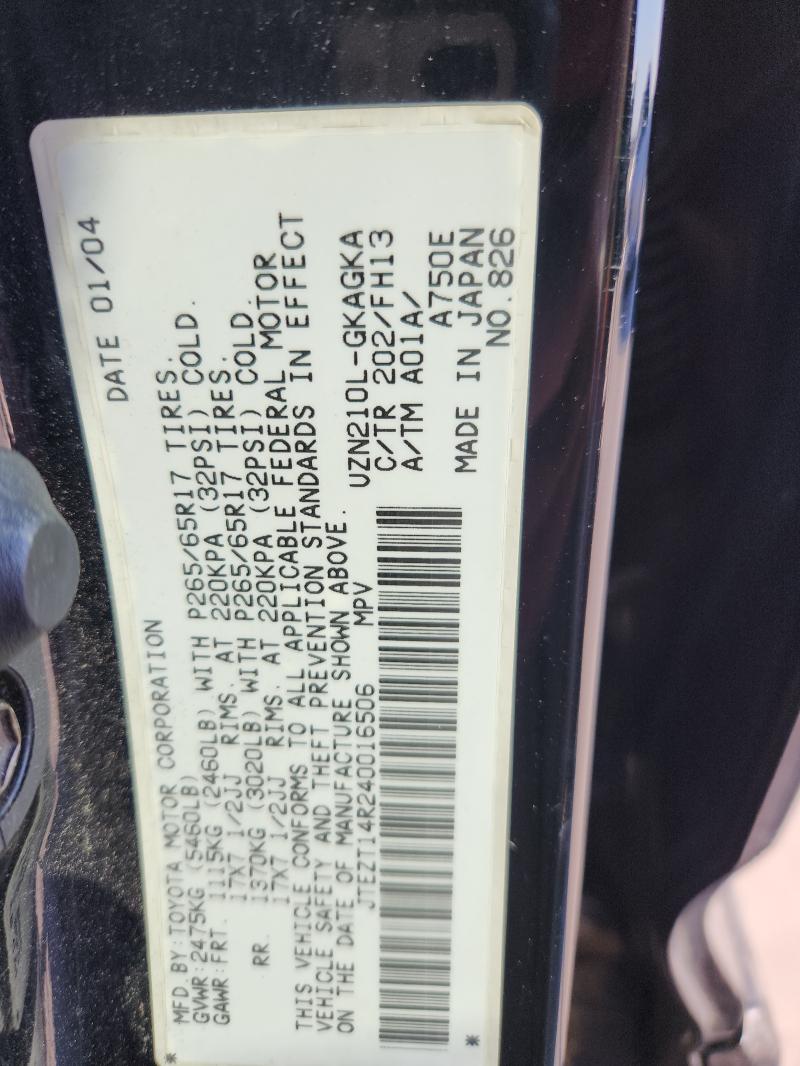 Photo 14 from auction – 2004 TOYOTA 4RUNNER SR with VIN JTEZT14R240016506