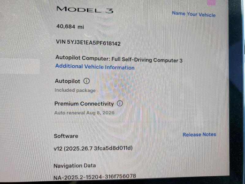 Photo 9 from auction – 2023 TESLA MODEL 3 with VIN 5YJ3E1EA5PF618142