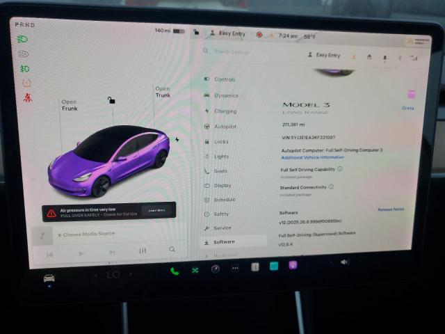 Photo 9 from auction – 2019 TESLA MODEL 3 with VIN 5YJ3E1EA3KF331097