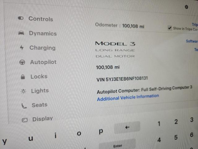 Photo 9 from auction – 2022 TESLA MODEL 3 with VIN 5YJ3E1EB6NF108131