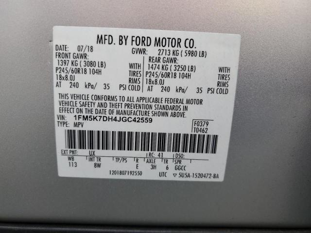 Photo 14 from auction – 2018 FORD EXPLORER X with VIN 1FM5K7DH4JGC42559