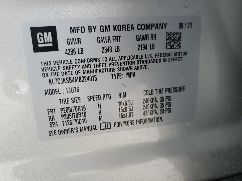 Photo 14 from auction – 2021 CHEVROLET TRAX LS with VIN KL7CJKSB4MB324015