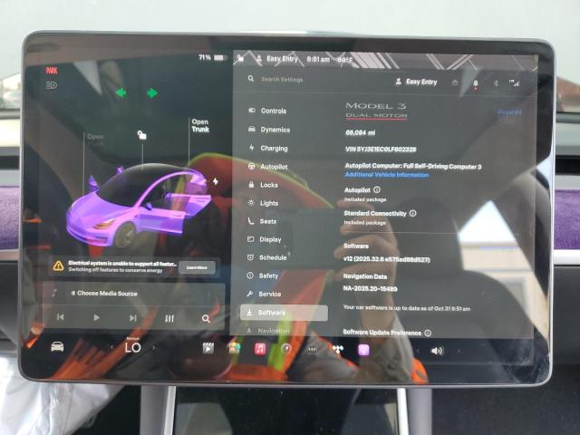 Photo 9 from auction – 2020 TESLA MODEL 3 with VIN 5YJ3E1EC0LF602328