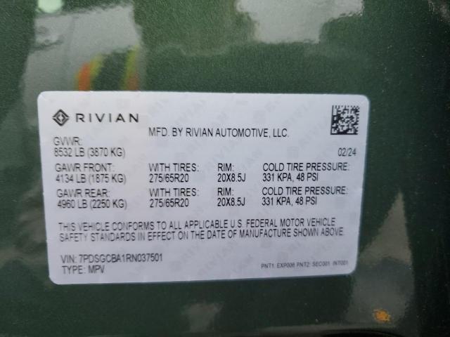 Photo 14 from auction – 2024 RIVIAN R1S ADVENT with VIN 7PDSGCBA1RN037501