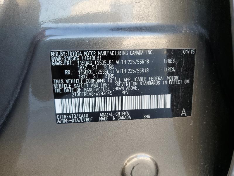 Photo 14 from auction – 2015 TOYOTA RAV4 LIMIT with VIN 2T3DFREV8FW293045