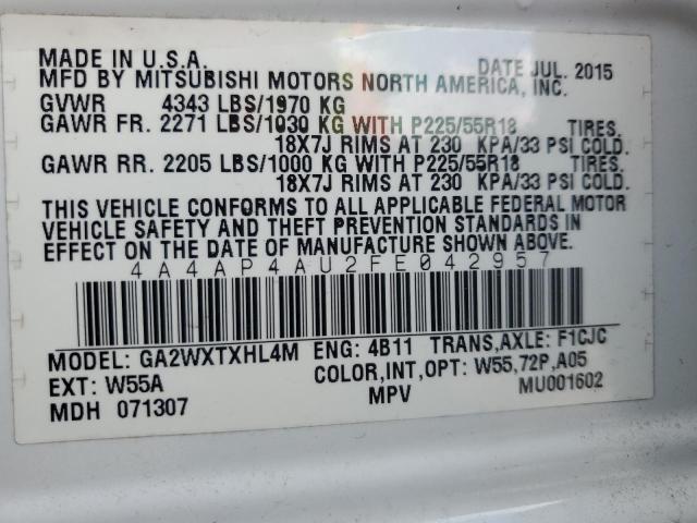 Photo 14 from auction – 2015 MITSUBISHI OUTLANDER with VIN 4A4AP4AU2FE042957