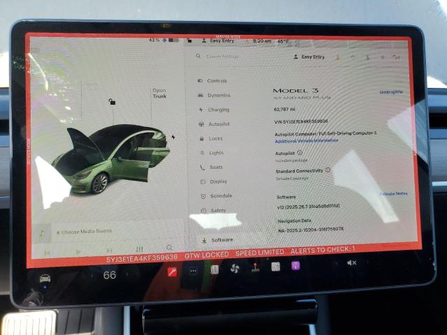 Photo 9 from auction – 2019 TESLA MODEL 3 with VIN 5YJ3E1EA4KF359636