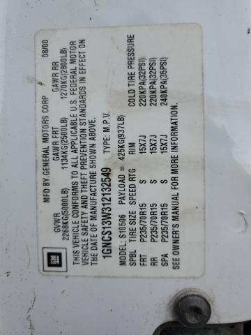 Photo 14 from auction – 2001 CHEVROLET BLAZER with VIN 1GNCS13W312132549