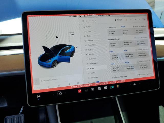 Photo 9 from auction – 2020 TESLA MODEL 3 with VIN 5YJ3E1EB9LF744345