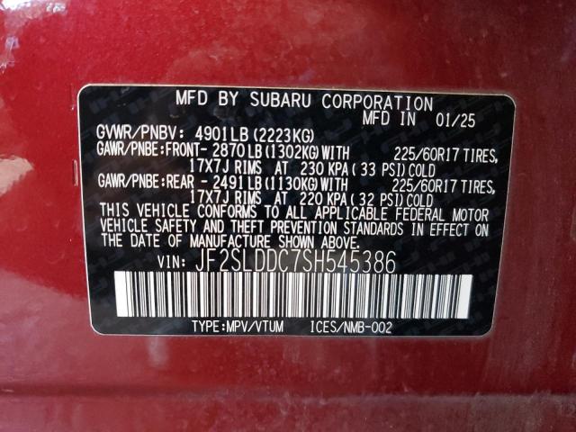 Photo 14 from auction – 2025 SUBARU FORESTER P with VIN JF2SLDDC7SH545386