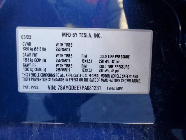 Photo 14 from auction – 2023 TESLA MODEL Y with VIN 7SAYGDEE7PA081231