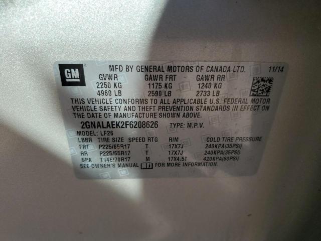 Photo 14 from auction – 2015 CHEVROLET EQUINOX LS with VIN 2GNALAEK2F6208626