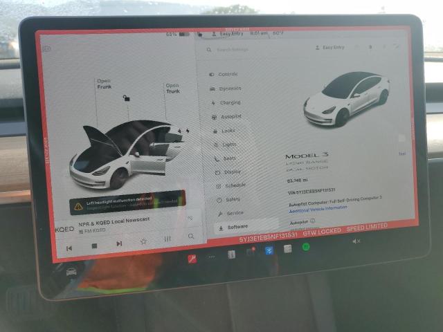 Photo 9 from auction – 2022 TESLA MODEL 3 with VIN 5YJ3E1EB5NF131531